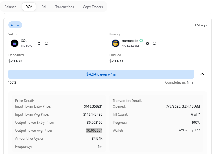 StalkHQ's tweet image. 17 days ago, this trader bought 11.41M #MEMECOIN for $29.63K at an average price of $0.0025
Today, The trader sold 4M tokens for $142.82K at an average price of $0.0357
Profit: $132.8K
ROI: 1,326% in just over two weeks.