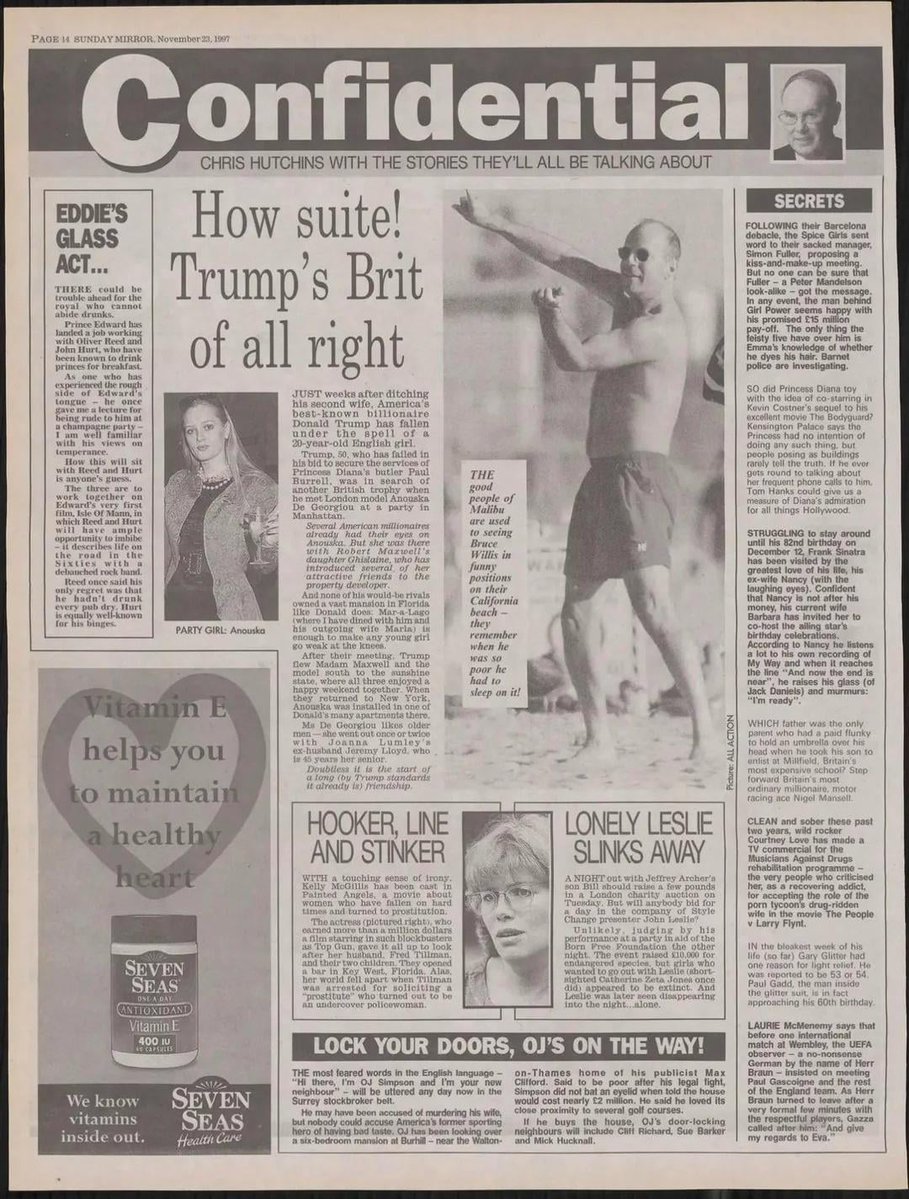CnsprtrlRprt's tweet image. The DOJ is meeting with Ghislaine Maxwell today. In 1997, she played matchmaker for President Trump.
