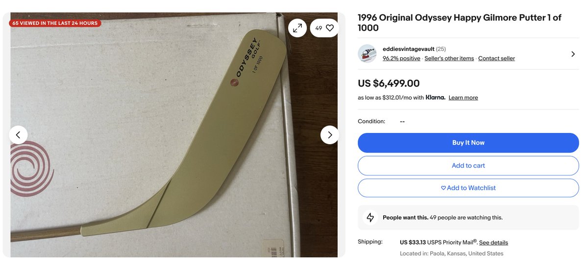 GOLF_com's tweet image. The OG Happy Gilmore putter is up for grabs. $6,499 and it’s yours.
Anyone got some spare change lying around?