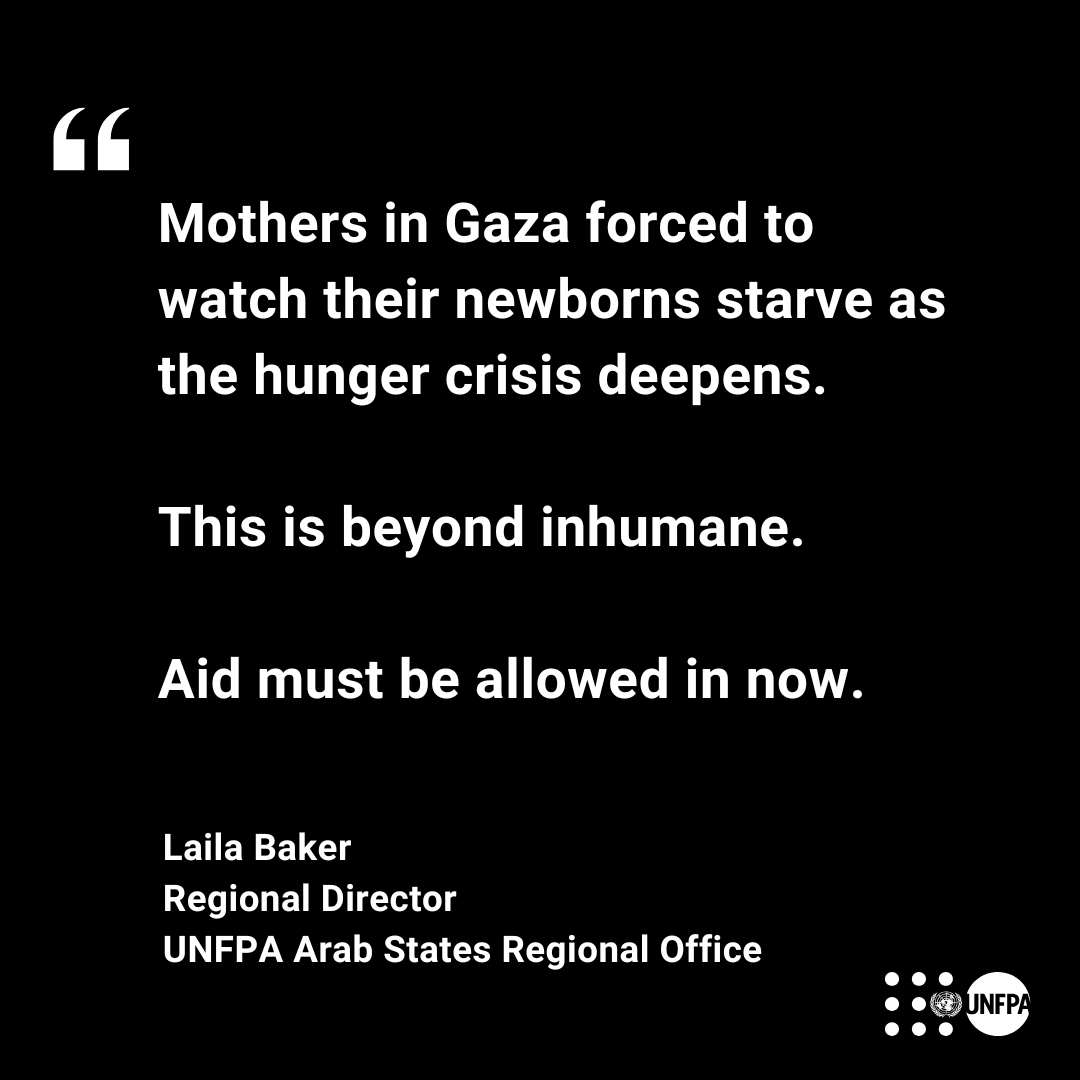 UNFPA_ASRO's tweet image. Pregnant women and newborns are facing catastrophic hunger in #Gaza.
1 in 3 pregnancies is high-risk.
1 in 5 newborns is underweight or premature.
Mothers too malnourished to breastfeed
Baby formula almost depleted.
@UNFPA is ready to respond.
#OpenUpGaza