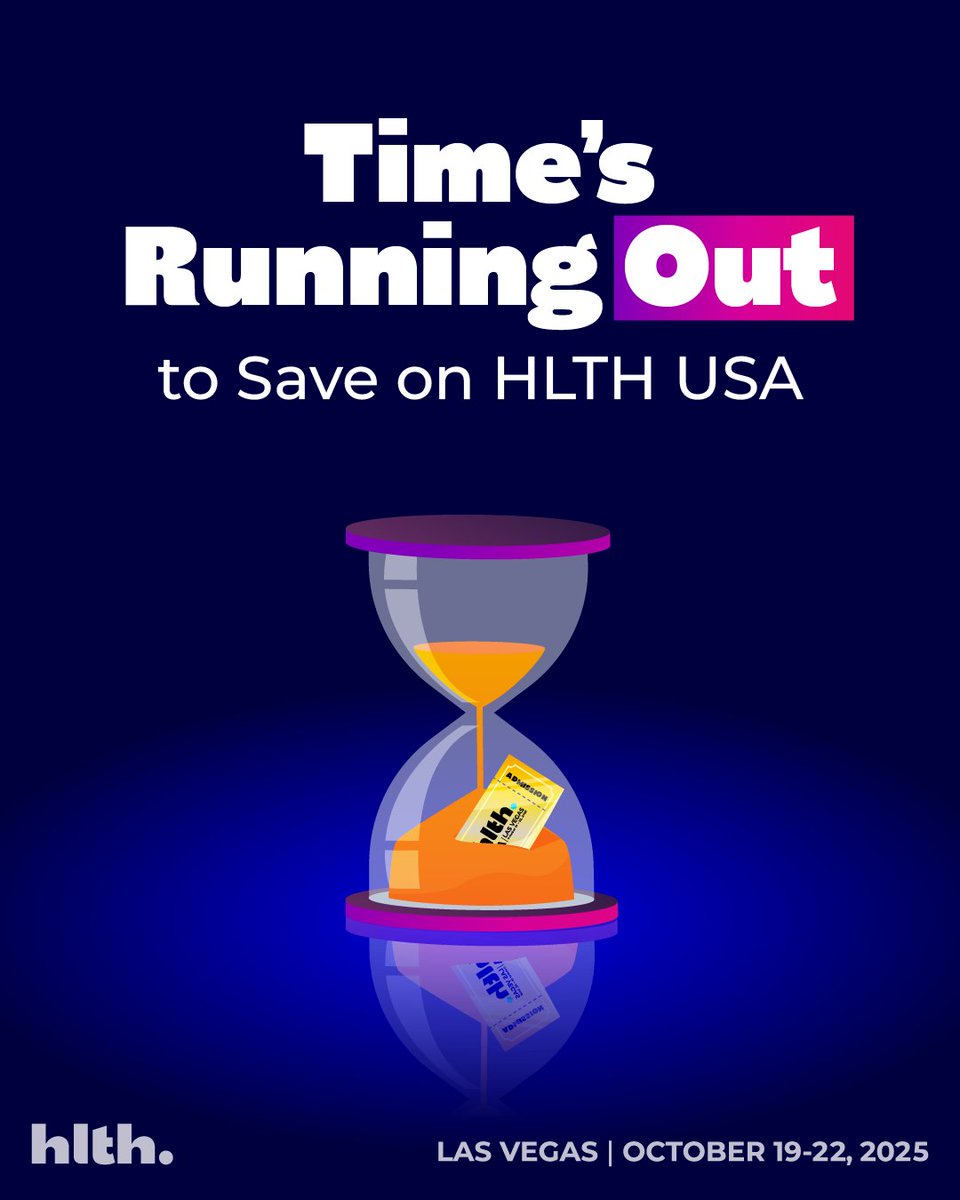 HLTHEVENT's tweet image. Today’s your last chance to save $1,300+ on the best networking in healthcare!🕛
Deals get made here. Big ideas get sparked here. Real change starts 𝘩𝘦𝘳𝘦.
Register before midnight to save over 30%! hlth.com/2025event/regi…