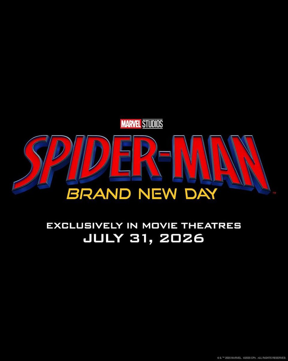 OneTakeNews's tweet image. ‘SPIDER-MAN: BRAND NEW DAY’ begins filming on August 1st.
In theatres on July 31, 2026.