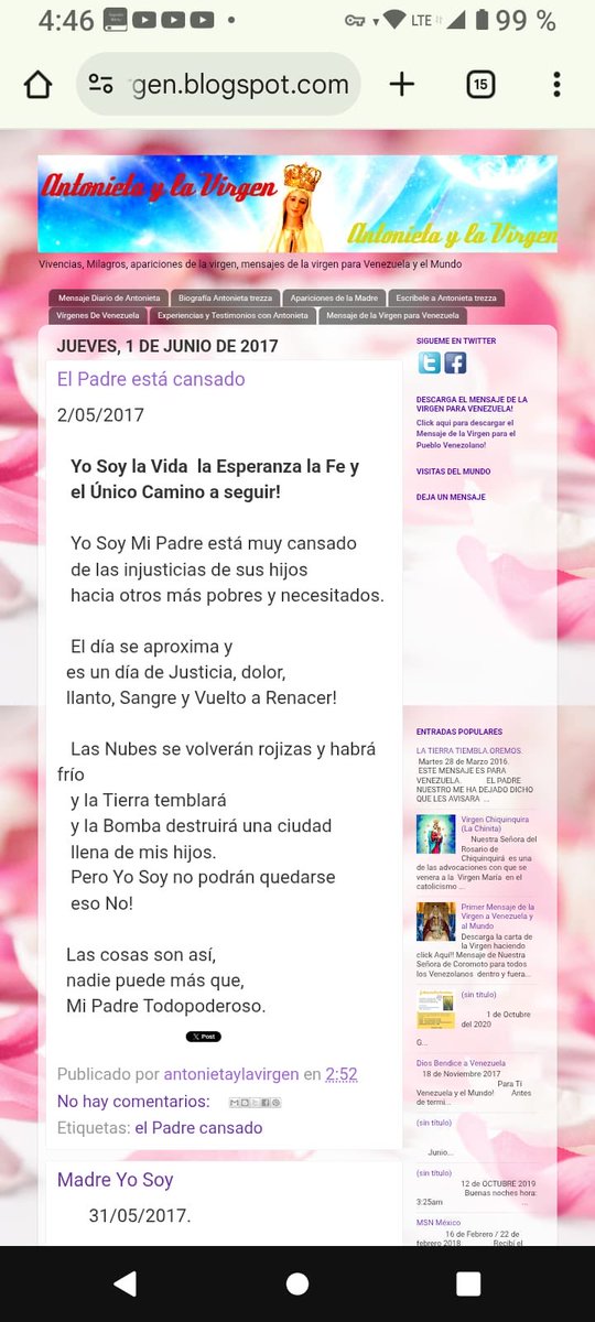 LibelulaVenez50's tweet image. Parte de los mensajes escritos y recibidos por la Mensajera del Cielo. Si quieres leer mas busca @antonietaylavirgen.blogspot.com