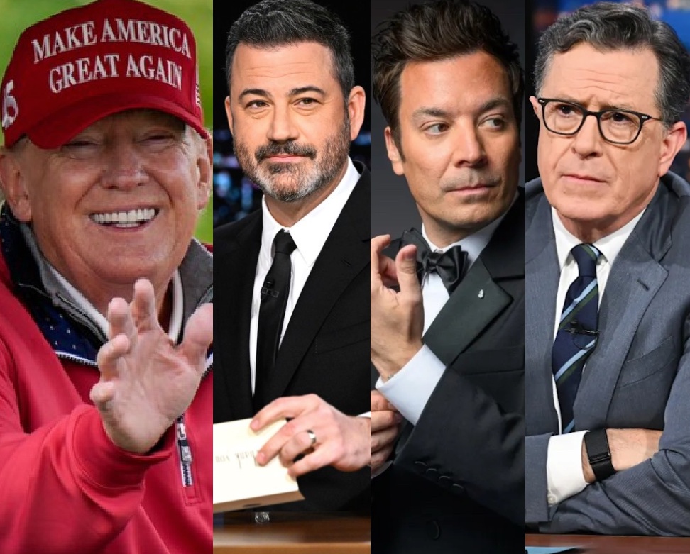 OccupyDemocrats's tweet image. BREAKING: Donald Trump smells blood in the water after Stephen Colbert gets fired by CBS, says that he hopes that he "played a major part for it" and calls for Jimmy Kimmel and Jimmy Fallon to be terminated next.
This is why you can't give the fascists so much as an inch...…