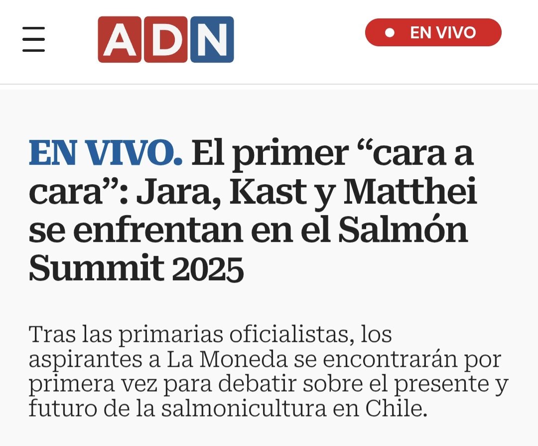 Cristián Labbé M. (@clabbem) on Twitter photo Impresentable q en un debate sobre temas clave para el país <a href="/SalmonChileAG/">SalmonChile</a> haya dejado fuera a <a href="/Jou_Kaiser/">Johannes Kaiser. Diputado por el distrito 10</a>.
¿Será q le temen a quien quiere reventar la burbuja?
Los chilenos merecen conocer todas las miradas y propuestas, no solo las de los elegidos a dedo. <a href="/Emol/">Emol.com</a> <a href="/adnradiochile/">Radio ADN</a> Impresentable q en un debate sobre temas clave para el país <a href="/SalmonChileAG/">SalmonChile</a> haya dejado fuera a <a href="/Jou_Kaiser/">Johannes Kaiser. Diputado por el distrito 10</a>.
¿Será q le temen a quien quiere reventar la burbuja?
Los chilenos merecen conocer todas las miradas y propuestas, no solo las de los elegidos a dedo. <a href="/Emol/">Emol.com</a> <a href="/adnradiochile/">Radio ADN</a>