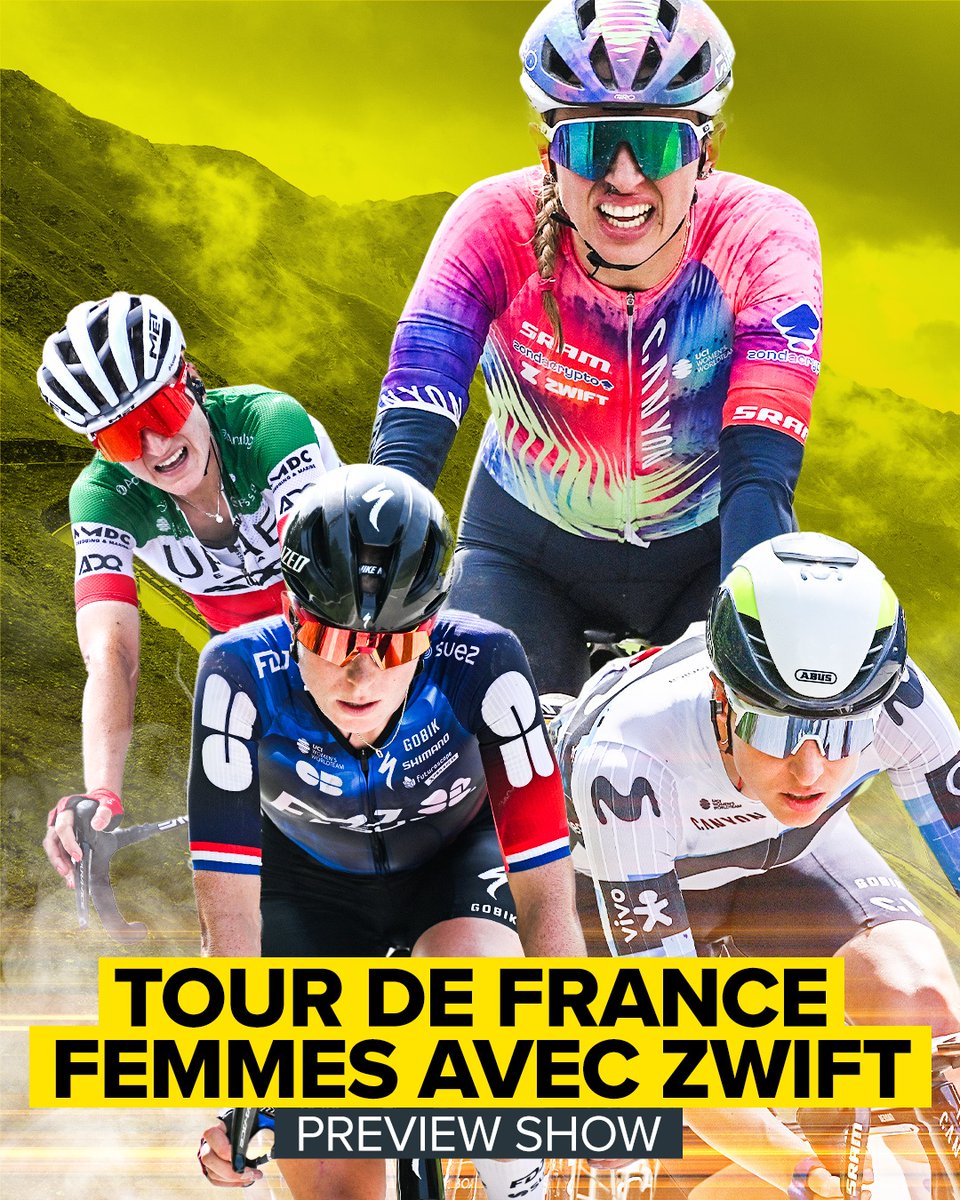 GcnRacing's tweet photo. The Tour de France Femmes starts this Saturday, and we've got the ultimate preview!
We break down the route, the key climbs (hello, Madeleine!), and all the big favourites. Who will win the yellow jersey?
🎥 https://t.co/FpjSYncrYy 🎥
#TDFFemmes #WatchTheFemmes https://t.co/tjEZ3BdFn3