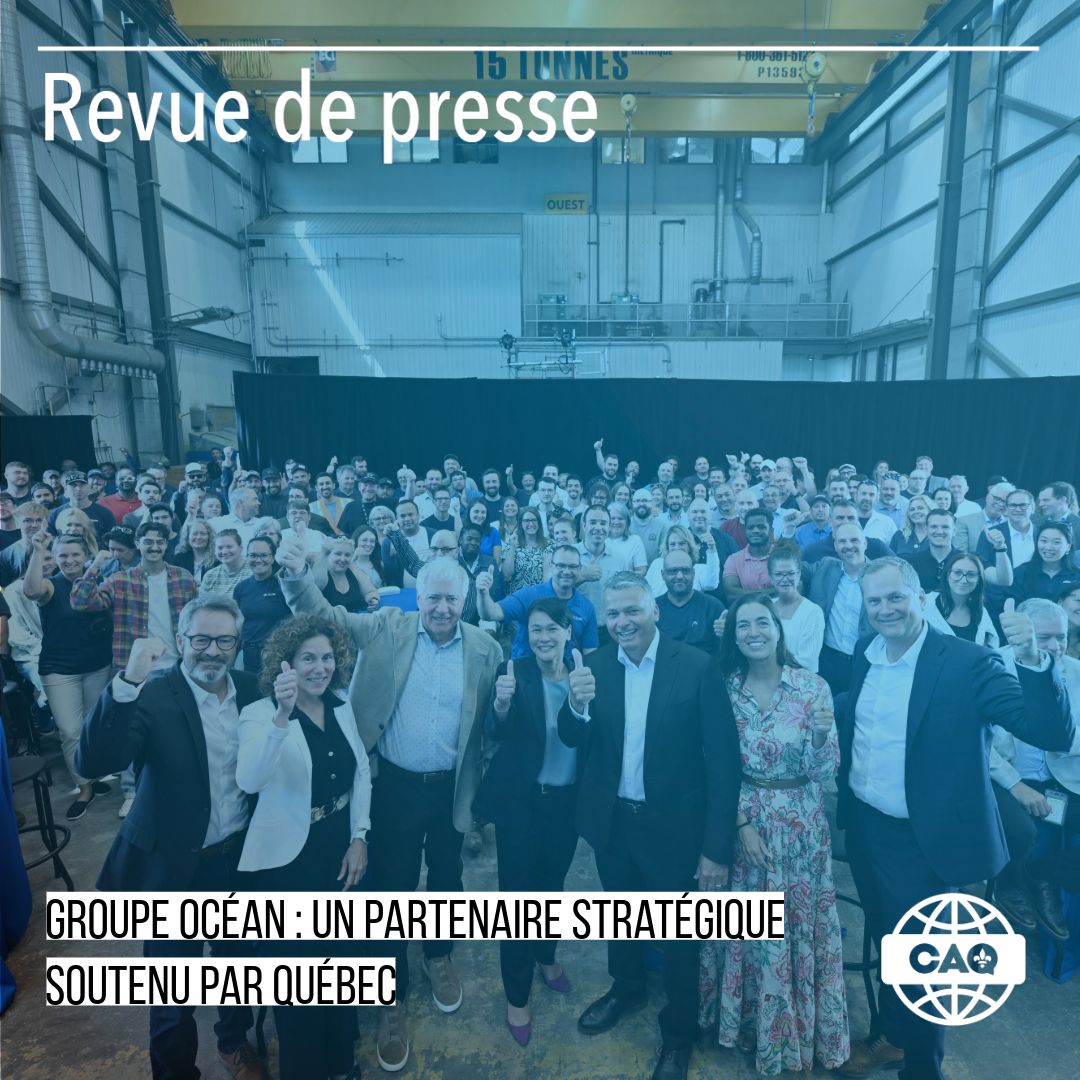 ActuCAQ's tweet image. Le gouvernement du Québec et Investissement Québec investissent 145 M$ dans Groupe Océan pour conserver la propriété québécoise de l’entreprise et l’appuyer dans sa conquête de nouveaux contrats en sécurité. Une initiative qui renforce la chaîne d’approvisionnement maritime du…