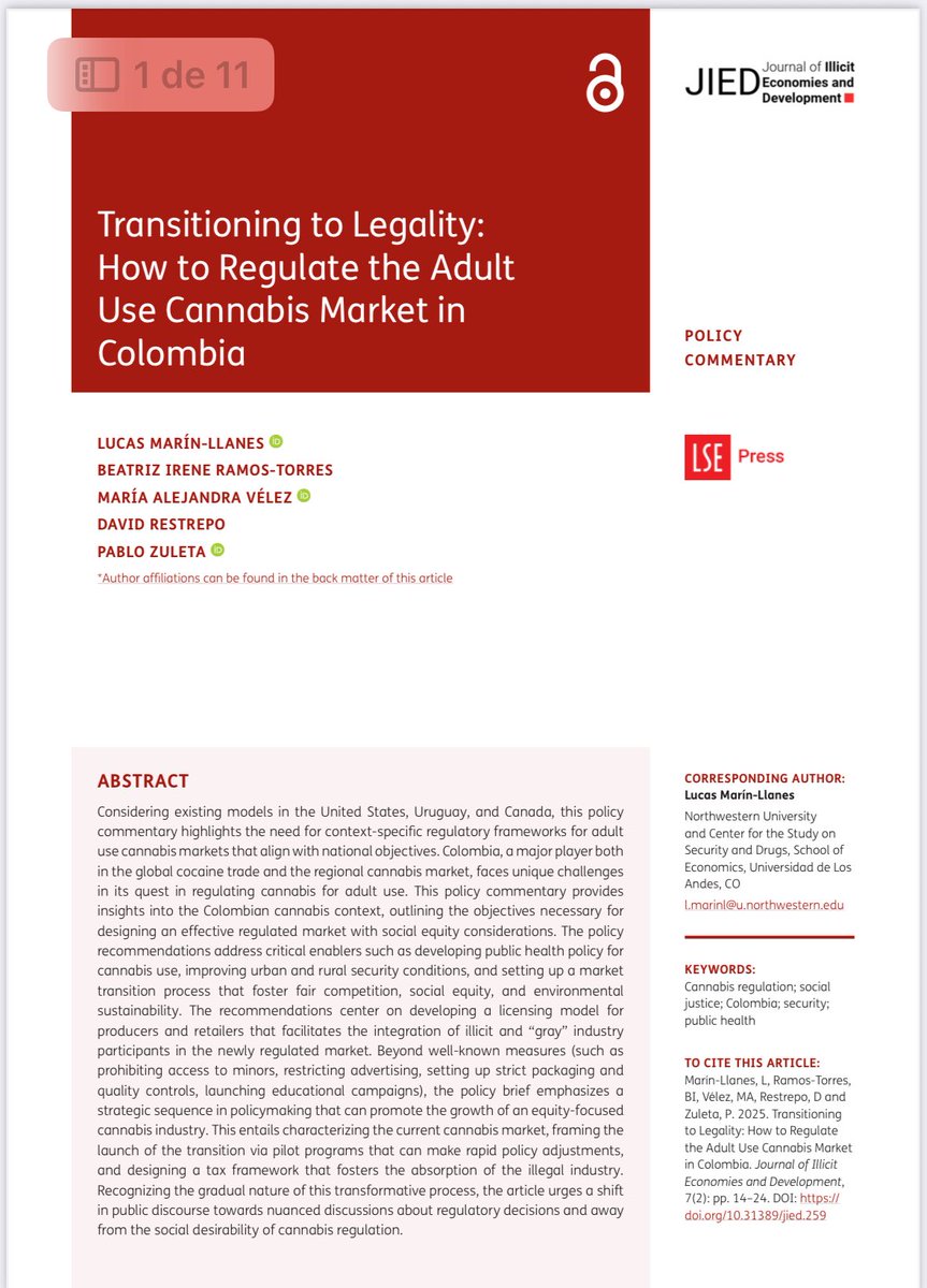 María Alejandra Vélez (@majavelez) on Twitter photo Nuestro comentario de política sobre como regular cannabis de uso adulto ya está disponible en <a href="/IllicitEcons/">Illicit Economies & Development</a> jied.lse.ac.uk/articles/10.31… Un artículo con recomendaciones puntuales con <a href="/lucas_marinll/">Lucas Marín Llanes</a> <a href="/beatrizirener/">Beatriz Irene</a> #DavidRestrepo y #PabloZuleta <a href="/CesedUniandes/">CESED/UNIANDES</a> Nuestro comentario de política sobre como regular cannabis de uso adulto ya está disponible en <a href="/IllicitEcons/">Illicit Economies & Development</a> jied.lse.ac.uk/articles/10.31… Un artículo con recomendaciones puntuales con <a href="/lucas_marinll/">Lucas Marín Llanes</a> <a href="/beatrizirener/">Beatriz Irene</a> #DavidRestrepo y #PabloZuleta <a href="/CesedUniandes/">CESED/UNIANDES</a>