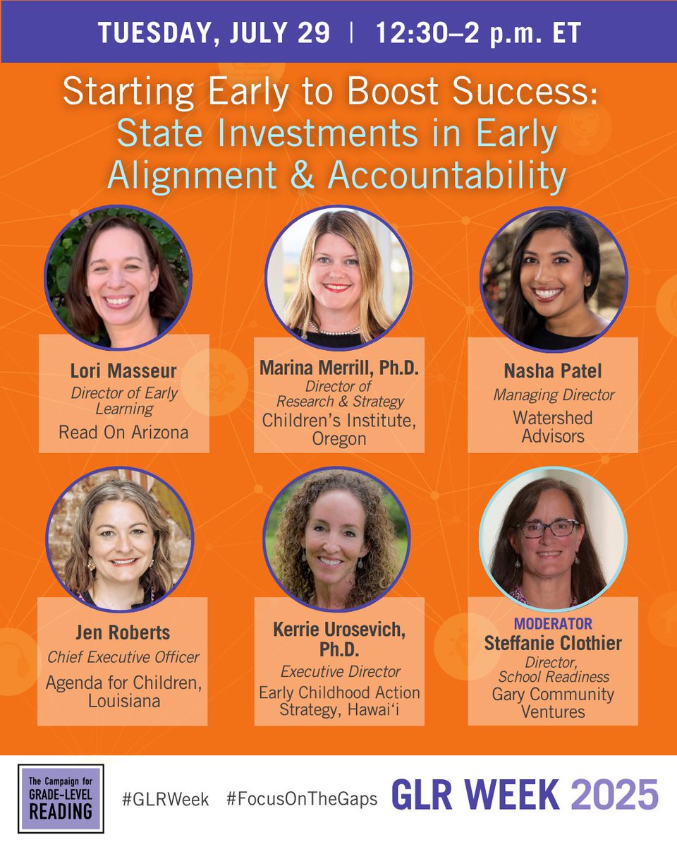readingby3rd's tweet image. Join #GLRWeek on 7/29 at 12:30 pm ET with @readingby3rd @garycommunity @ReadOnArizona @Agenda4Children + other local leaders to hear lessons from Louisiana, Arizona, Hawai‘i & Oregon on building seamless supports and strong accountability systems REG: bit.ly/44yT04C