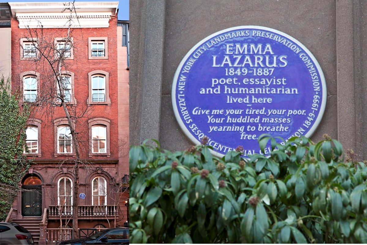GVSHP's tweet image. #OTD in 1849, poet, philanthropist, immigrant advocate, and #GreenwichVillage resident Emma Lazarus is born. We take a look back at her life and work in the neighborhood, and her immortal words affixed to the Statue of Liberty: villagepreservation.org/2023/11/02/emm…