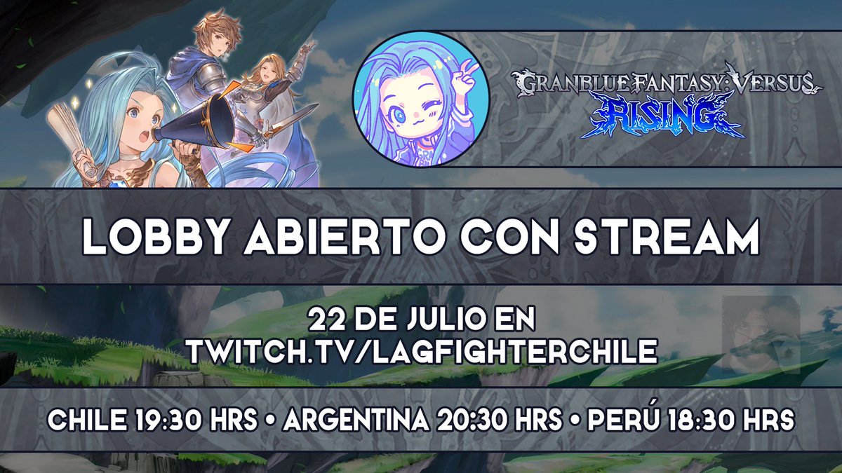 lagfightercl's tweet image. Hoy martes a las 19:30 (UTC-4) toca un nuevo lobby abierto de Granblue Fantasy Versus Rising desde el Discord local del juego.
Esta edición del lobby también correrá en paralelo con el torneo organizado por @Errrrrick1, anotense ahí también y calienten las manos en el lobby ✌️