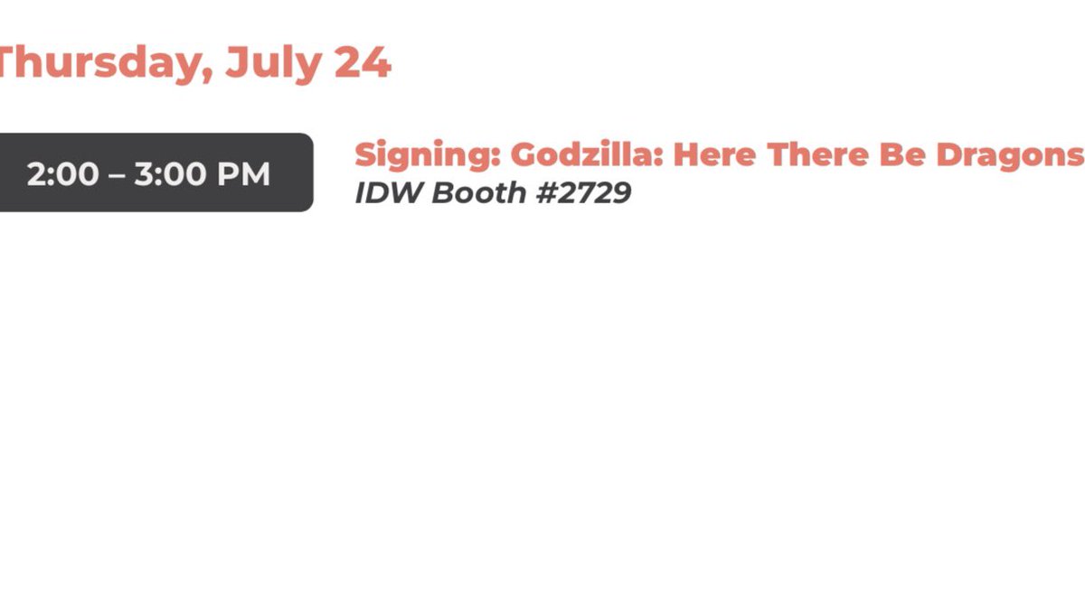 FrankTieri's tweet image. Here ya go, kids… FT’s #SDCC sched! I’ll be at table GG20 with @ComicSketchArt 7/24-7/27! Also 7/24 doing a GODZILLA signing with @IDWPublishing from 2-3 (#2729)! And expect a couple of BIG announcements from me— one from @Marvel… & one from… hmm 🤔. Stay tuned, Frankoholics!