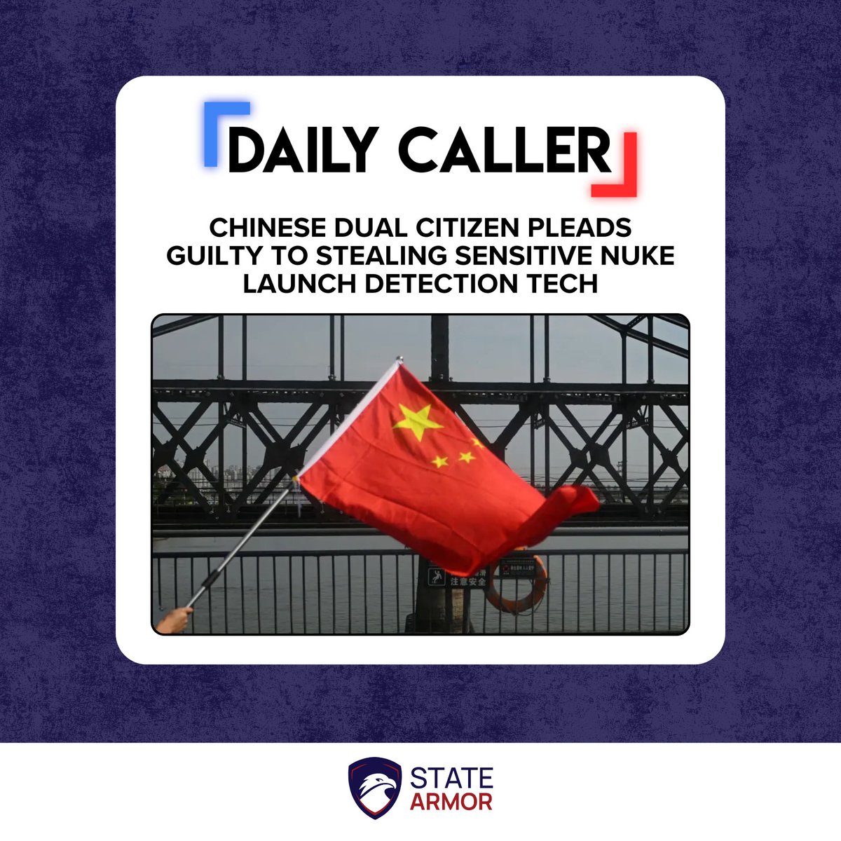 StateArmor's tweet image. 🚨 Another alarming case of national security sabotage.
Chenguang Gong, a dual U.S.-China citizen and former engineer, has pleaded guilty to stealing sensitive U.S. trade secrets related to missile detection systems.
➡️ dailycaller.com/2025/07/21/che…