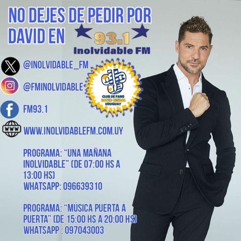 FCDavidBisbalUY's tweet photo. Pedí tu canción favorita de @davidbisbal en @fminolvidable 

@umuruguay @umargentina @universalspain 
#david #bisbal #davidbisbal #fminolvidable #inolvidable #fm #radio #musica #españa #uruguay https://t.co/PQgcrTzEuc