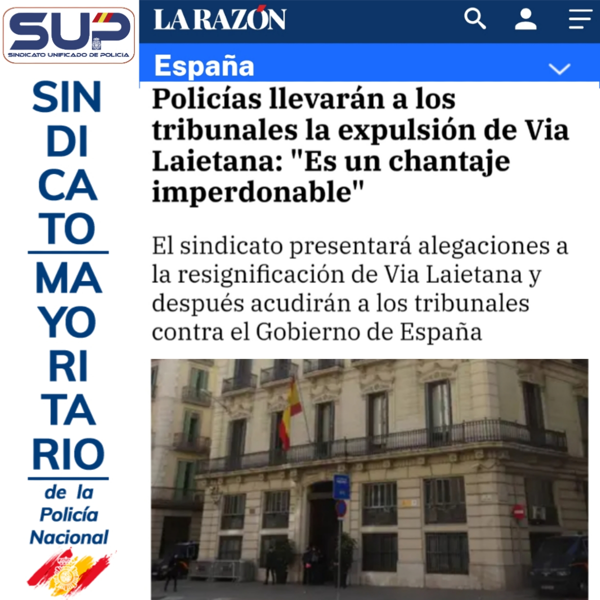 Sup_Policia's tweet image. Los independentistas nos quieren echar y vuelven a la carga con la cesión del Gobierno publicada hoy en el BOE, pero se van a encontrar de nuevo al SUP en la defensa de la Comisaría de Vía Layetana y de los compañeros de Cataluña
Estamos vigilantes para presentar alegaciones y…