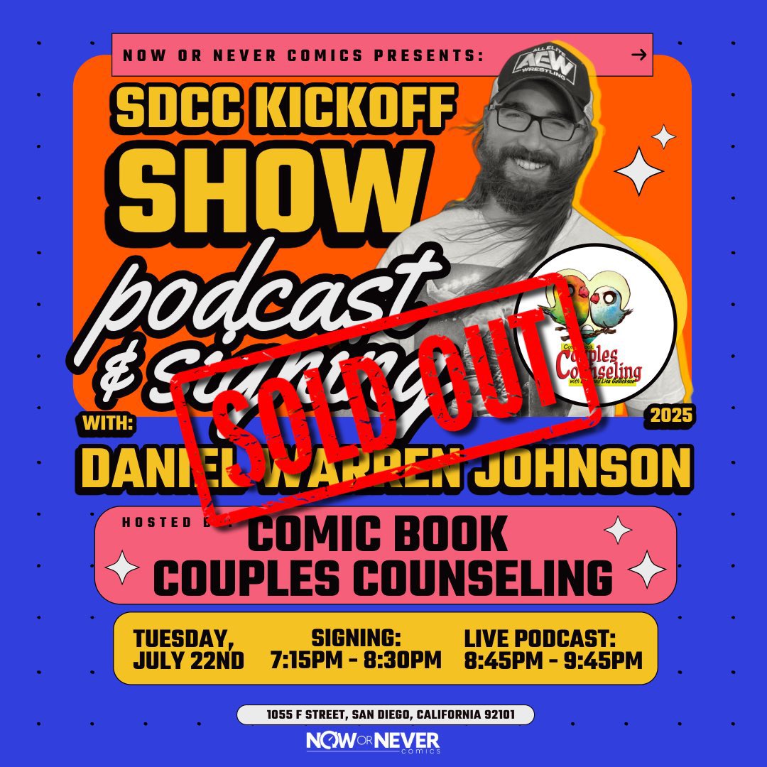 CBCCPodcast's tweet image. Tonight!
See y'all at @NowOrNeverComic with Special Guest @danielwarrenart!