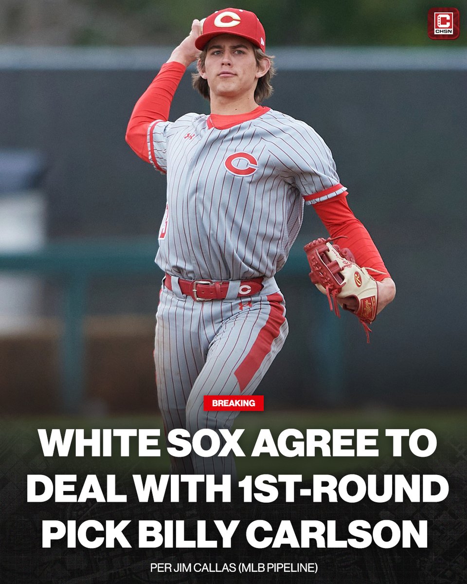 CHSN_WhiteSox's tweet image. 🚨BREAKING: The #WhiteSox have agreed to a deal with first-round pick Billy Carlson for $6,235,900, per @jimcallisMLB.