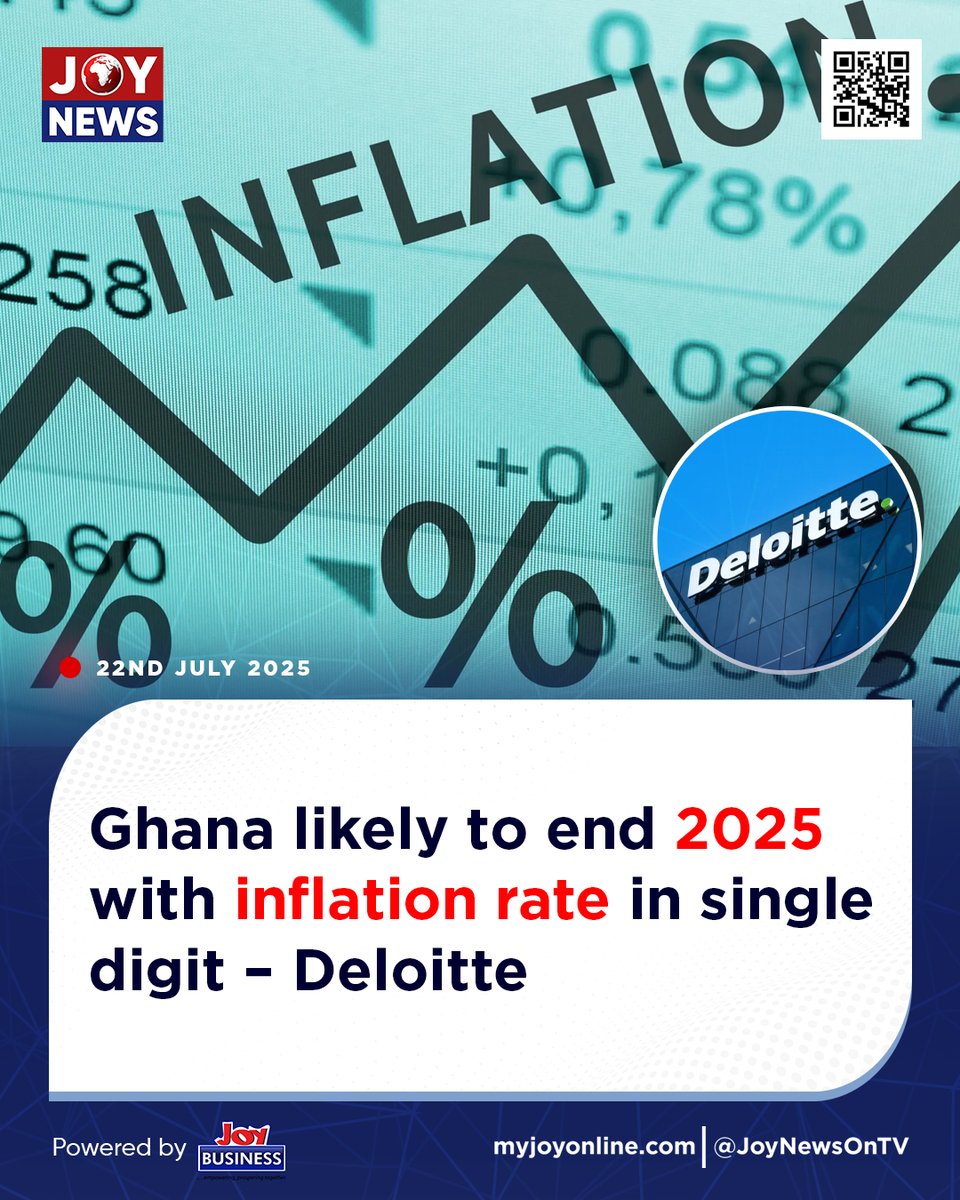 Ghana likely to end 2025 with inflation rate in single digit – Deloitte
#JoyNews