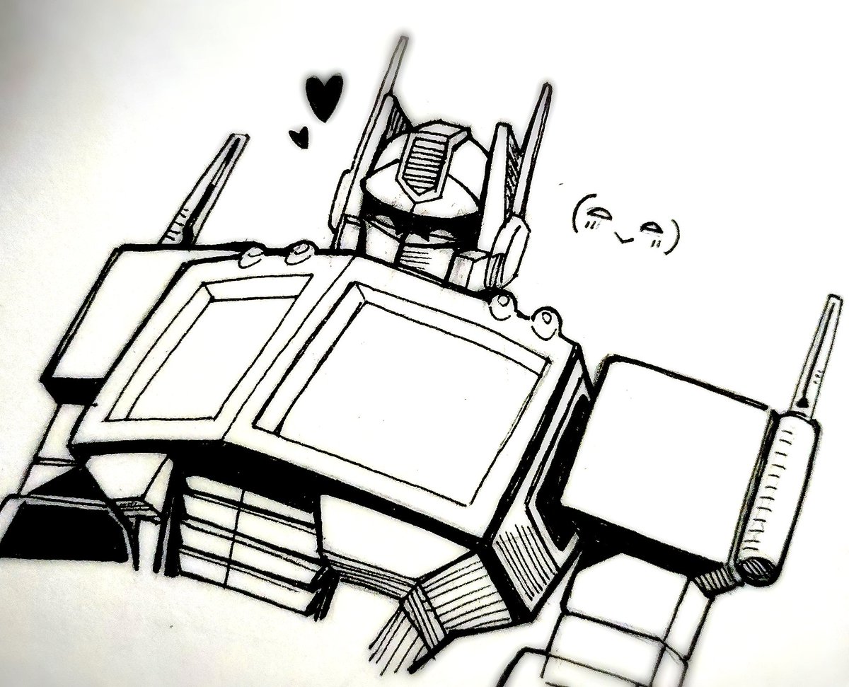 HotRodsSpoiler's tweet image. I doodled Optimus in my sketchbook! It's not very good because I've never drawn him before. I have found out he is really hard to draw 😭