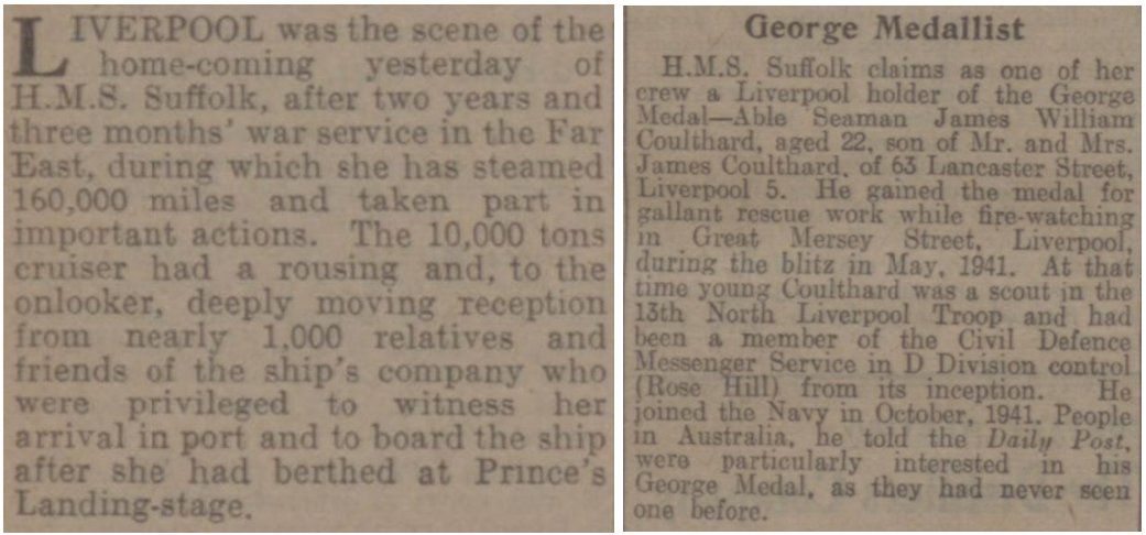Liverpool1207's tweet image. Liverpool, 22nd July 1945 - Arrival of H.M.S. Suffolk from Far East