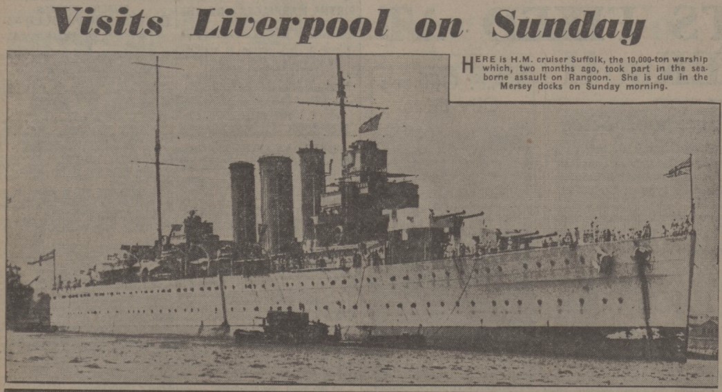 Liverpool1207's tweet image. Liverpool, 22nd July 1945 - Arrival of H.M.S. Suffolk from Far East