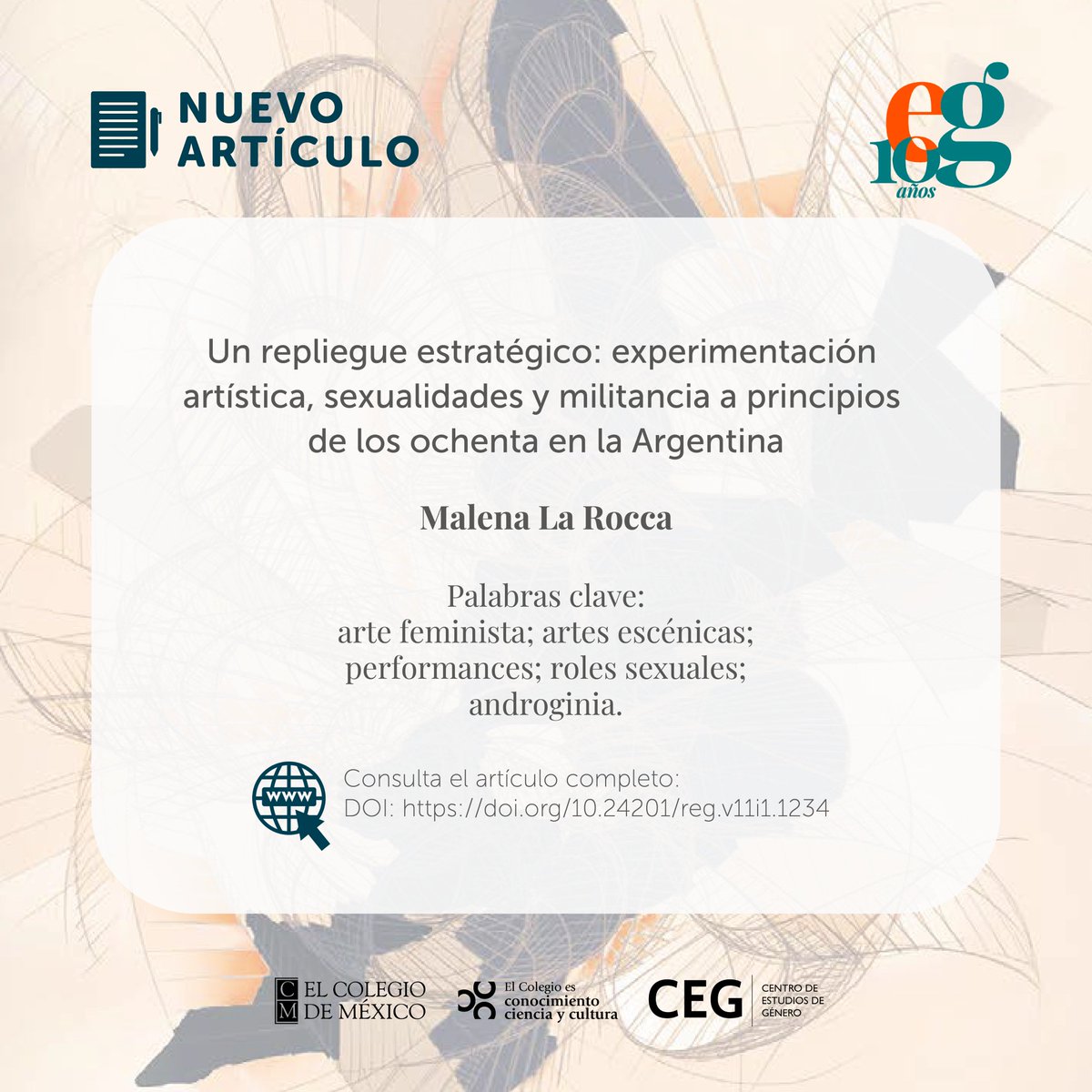 estudiosdgenero's tweet image. #NuevoArtículo
¿De qué manera las mujeres argentinas, en tiempos de represión política y restauración conservadora, pudieron acceder a la creación, una práctica hegemonizada por los varones?
Checa nuestro nuevo artículo, elaborado por Malena La Rocca.
doi.org/10.24201/reg.v…