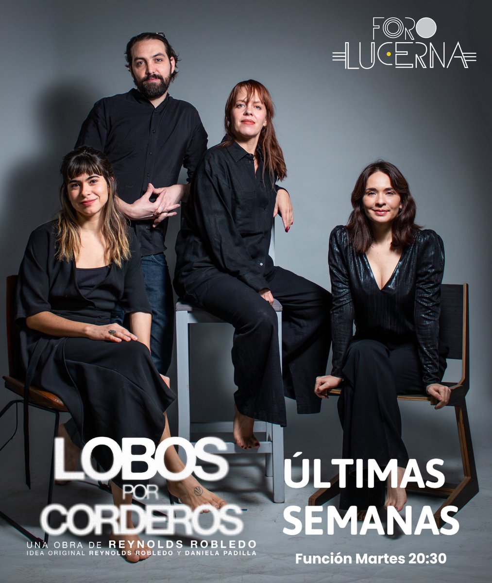 🎭 𝐇𝐎𝐘 𝐇𝐀𝐘 𝐅𝐔𝐍𝐂𝐈𝐎́𝐍 

🐺Quedan 3 funciones #𝐋𝐨𝐛𝐨𝐬𝐏𝐨𝐫𝐂𝐨𝐫𝐝𝐞𝐫𝐨𝐬 a las 20:30 en <a href="/ForoLucerna/">Foro Lucerna</a> 

🎟 𝐔́𝐋𝐓𝐈𝐌𝐎𝐒 𝐁𝐎𝐋𝐄𝐓𝐎𝐒 en taquilla y <a href="/ticketmaster_mx/">Benjamin Hernandez</a> 

No te pierdas de esta obra con <a href="/adriana_louvier/">Adriana Louvier</a> <a href="/marianagaja/">Mariana Gajá</a> <a href="/PedrodeTavira/">Pedro de Tavira</a> &amp; <a href="/sofespinosac/">@sofespinosac</a>