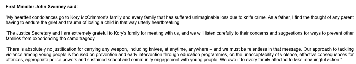 LBCNewsScot's tweet image. The First Minister says he will "listen carefully" to the concerns of Kory McCrimmon's family when they meet tomorrow to discuss tackling knife crime among young people in Scotland. The 16-year-old was killed in a stabbing after an argument in Greenfield Park, Glasgow last May.