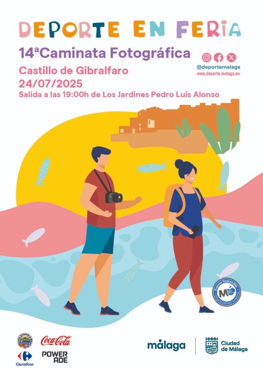 📸 Este 24 de julio, 14ª Caminata Fotográfica al Castillo de Gibralfaro

💙 Recuerda, es un evento sostenible, así que respetemos los espacios que usamos: no dejes residuos, y… ¡disfruta con responsabilidad!

#DeporteEnFeria