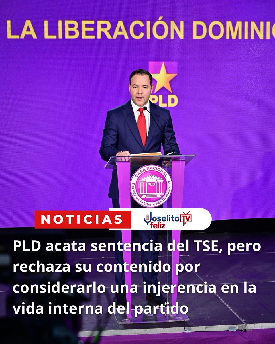 .<a href="/PLDenlinea/">PLD</a> acata sentencia del TSE, pero rechaza su contenido por considerarlo una injerencia en la vida interna del partido joselitotv.com.do/pld-acata-sent…