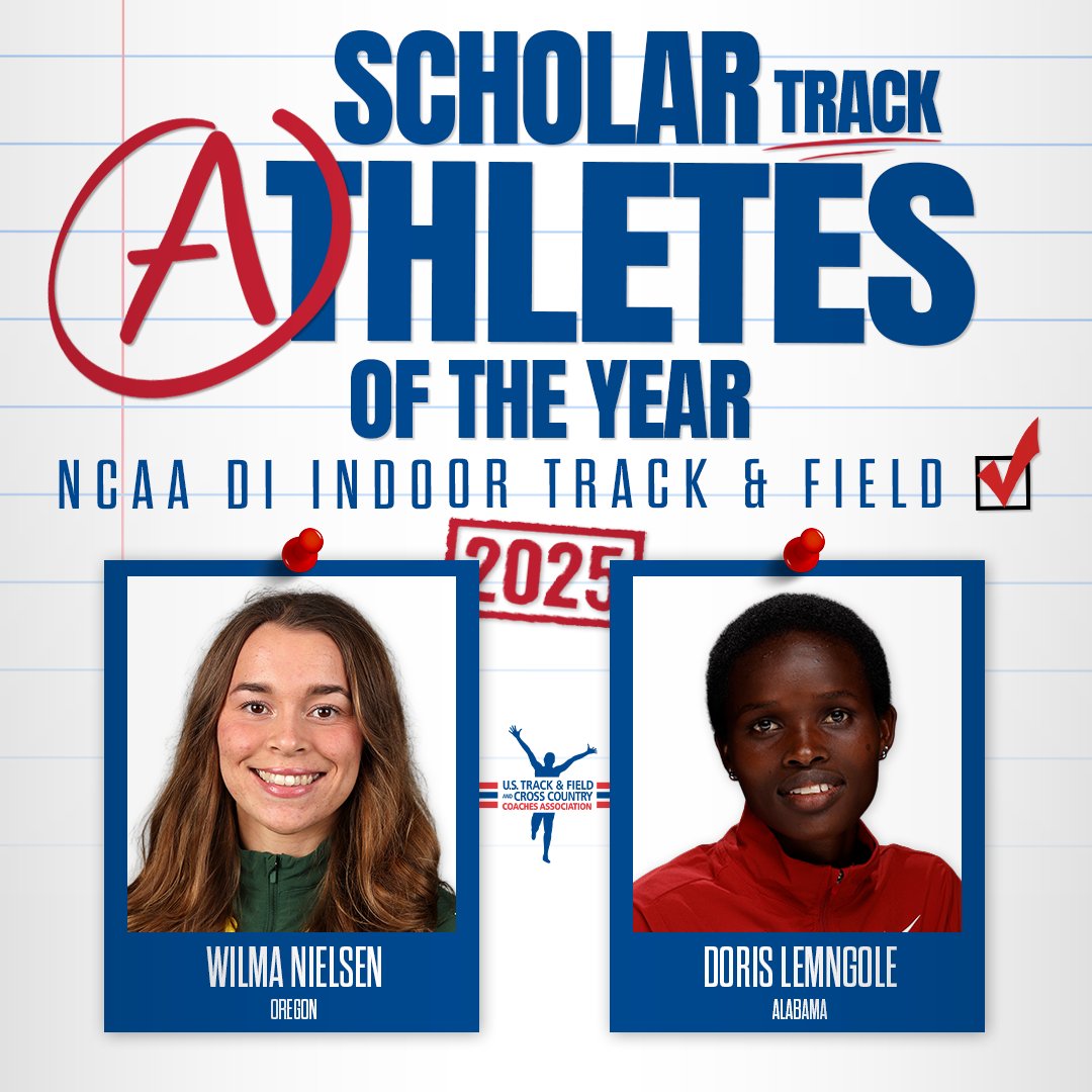 USTFCCCA (@ustfccca) on Twitter photo <a href="/NCAATrackField/">NCAA Track & Field</a> <a href="/USC_Track_Field/">USC Track & Field / XC</a> <a href="/UGATrack/">Georgia Track + Field</a> Here are the Scholar Track Athletes of the Year for the 2025 <a href="/NCAATrackField/">NCAA Track & Field</a> DI Indoor season!
M - Matthew Erickson, <a href="/OregonTF/">oregontf</a>
co-W - Isabella Whittaker, <a href="/RazorbackTF/">RazorbackTF/XC</a>
co-W - Doris Lemngole, <a href="/AlabamaTrack/">Alabama Track & Field</a>
co-W - Wilma Nielsen, <a href="/OregonTF/">oregontf</a>
ustfccca.org/2025/07/featur… <a href="/NCAATrackField/">NCAA Track & Field</a> <a href="/USC_Track_Field/">USC Track & Field / XC</a> <a href="/UGATrack/">Georgia Track + Field</a> Here are the Scholar Track Athletes of the Year for the 2025 <a href="/NCAATrackField/">NCAA Track & Field</a> DI Indoor season!
M - Matthew Erickson, <a href="/OregonTF/">oregontf</a>
co-W - Isabella Whittaker, <a href="/RazorbackTF/">RazorbackTF/XC</a>
co-W - Doris Lemngole, <a href="/AlabamaTrack/">Alabama Track & Field</a>
co-W - Wilma Nielsen, <a href="/OregonTF/">oregontf</a>
ustfccca.org/2025/07/featur…