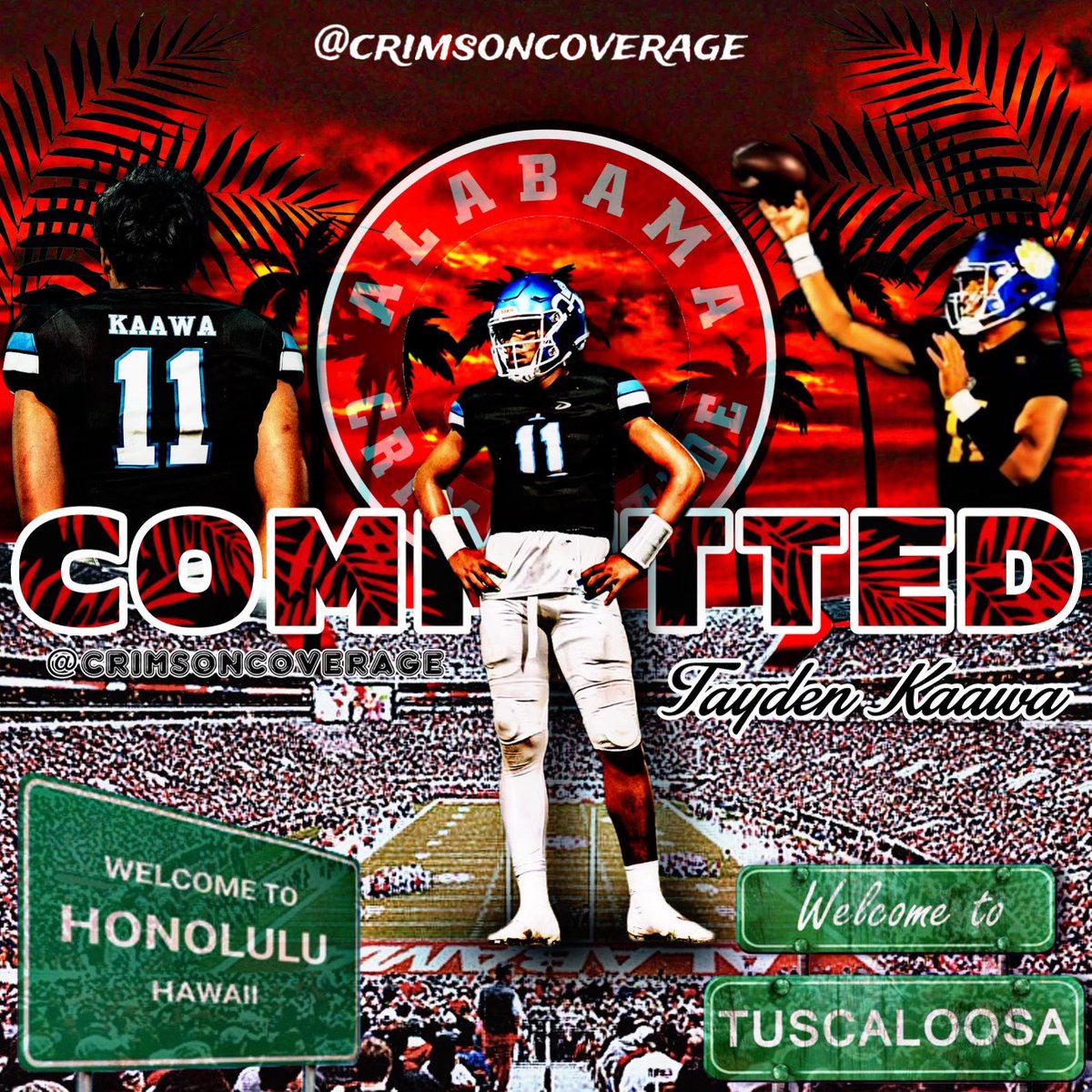 CrimsonCoverage's tweet image. 2026 4 ⭐️ QB Tayden Kaawa (@tayden1kaawa) has announced that he is committed to Alabama.
Kaawa received an offer from the Crimson Tide in June and remained in contact with the coaching staff from that point forward.
Kaawa is a Hawaii native and is currently listed at 6-foot-5,…