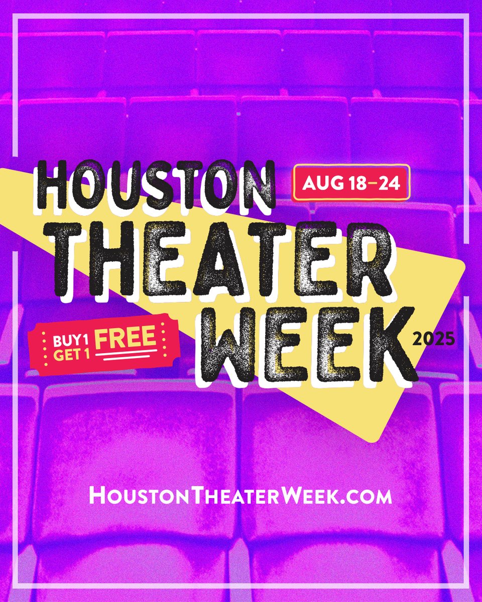 VisitHouston's tweet image. SAVE THE DATES 🎭: #HoustonTheaterWeek returns with can’t-miss deals! 🎟️✨
From August 18–24, snag Buy One, Get One FREE tickets to nearly 400 live performances across the city throughout the 2025-2026 season! From plays and musicals to opera, dance, and more! 💃🎶 #StayTuned