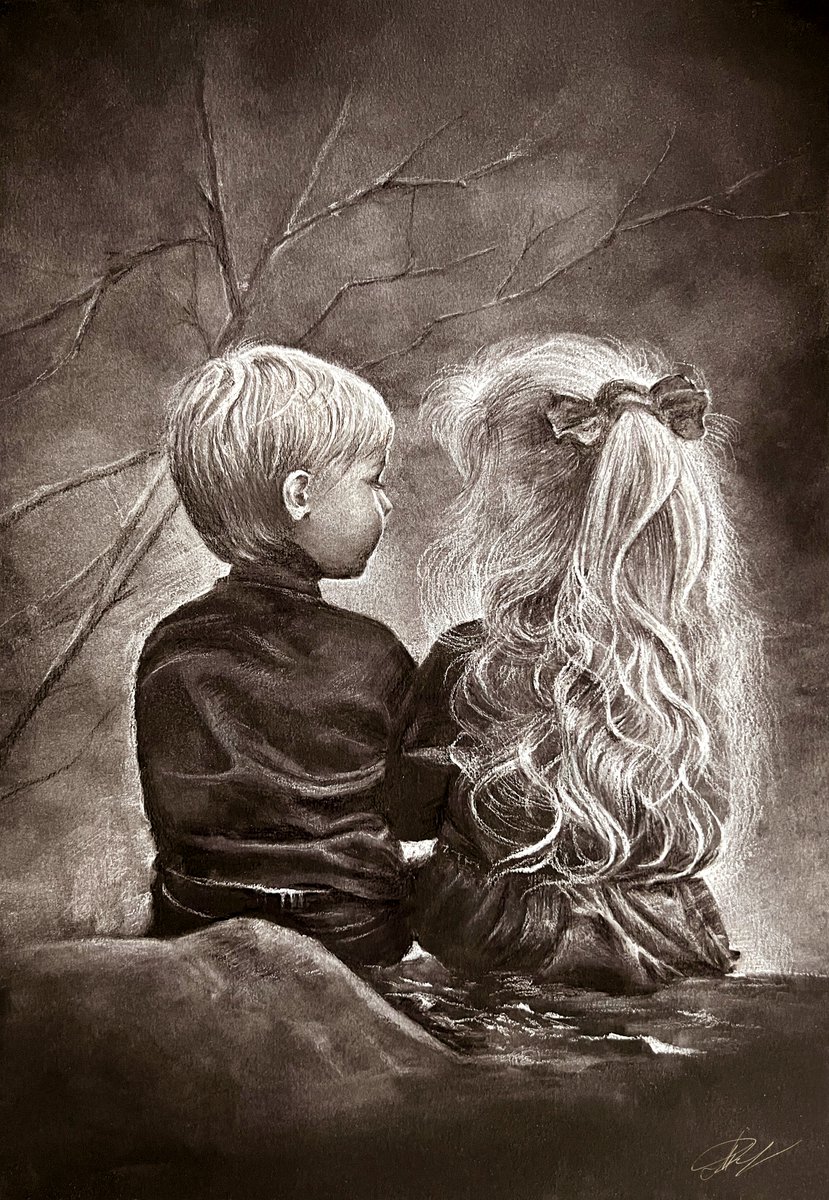 ZakalataMarie's tweet image. Best friends ❤️
The purest and most innocent feelings in childhood.
"I love you more than chocolate" - This work was created under this slogan.
This is hand drawn physical artwork.
Charcoal chalk on paper 43х30 cm
Here is a physical original of this artwork.
It can be sent to…