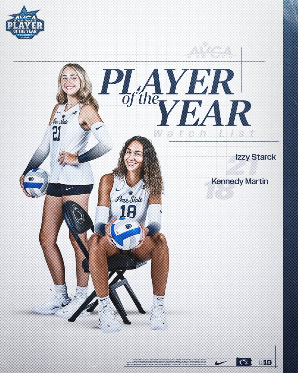 PennStateVBALL's tweet image. 𝙋𝙇𝘼𝙔𝙀𝙍 𝙊𝙁 𝙏𝙃𝙀 𝙔𝙀𝘼𝙍 𝙒𝘼𝙏𝘾𝙃 𝙇𝙄𝙎𝙏 - @AVCAVolleyball
🦁 Kennedy Martin
🦁 Izzy Starck
#WeAre🏆