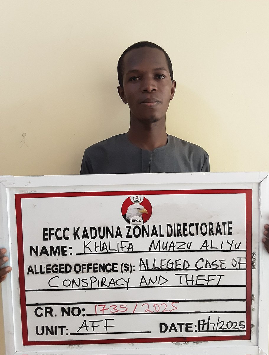 officialEFCC's tweet image. Kaduna Court Jails Four for Fraud
The Kaduna Zonal Directorate of the Economic and Financial Crimes Commission, EFCC has secured the conviction and sentence of Sadi Zangina, Ahmed Buhari, Khalifa Muazu Aliyu and Olasode Abdulganiu before Justice R.M.Aikawa of the Federal High…