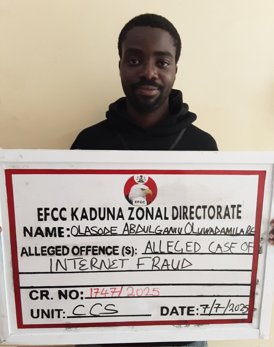 officialEFCC's tweet image. Kaduna Court Jails Four for Fraud
The Kaduna Zonal Directorate of the Economic and Financial Crimes Commission, EFCC has secured the conviction and sentence of Sadi Zangina, Ahmed Buhari, Khalifa Muazu Aliyu and Olasode Abdulganiu before Justice R.M.Aikawa of the Federal High…