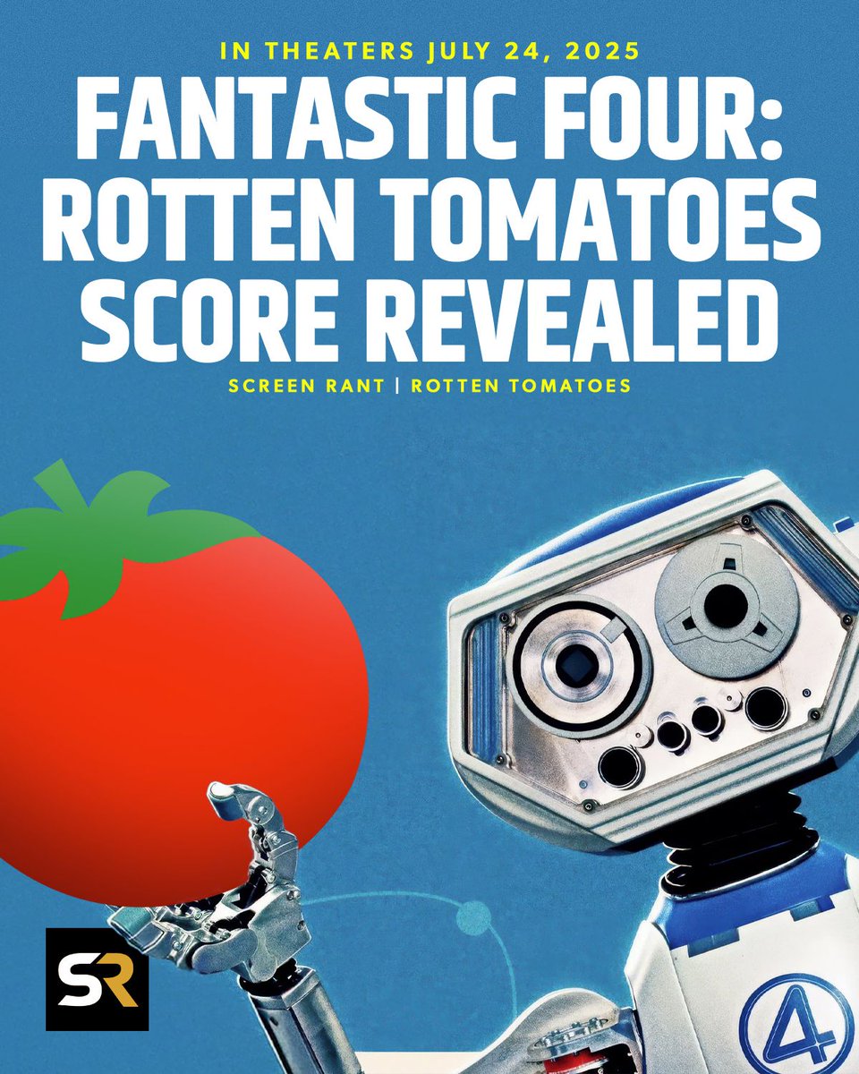 screenrant's tweet image. The Fantastic Four: First Steps' reviews lead to an 88% critics' score on Rotten Tomatoes! 🍅
That is higher than James Gunn's #Superman, the other major superhero movie of the summer, which debuted at 86% and is currently at 83% with critics at the time of writing. 🍿
More…