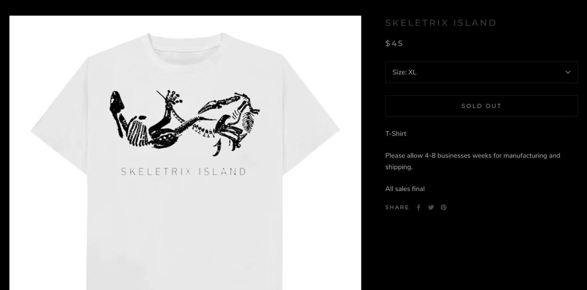 skeletrify's tweet image. Edward Skeletrix's "Skeletrix Island" shirts have started to sell out in certain sizes