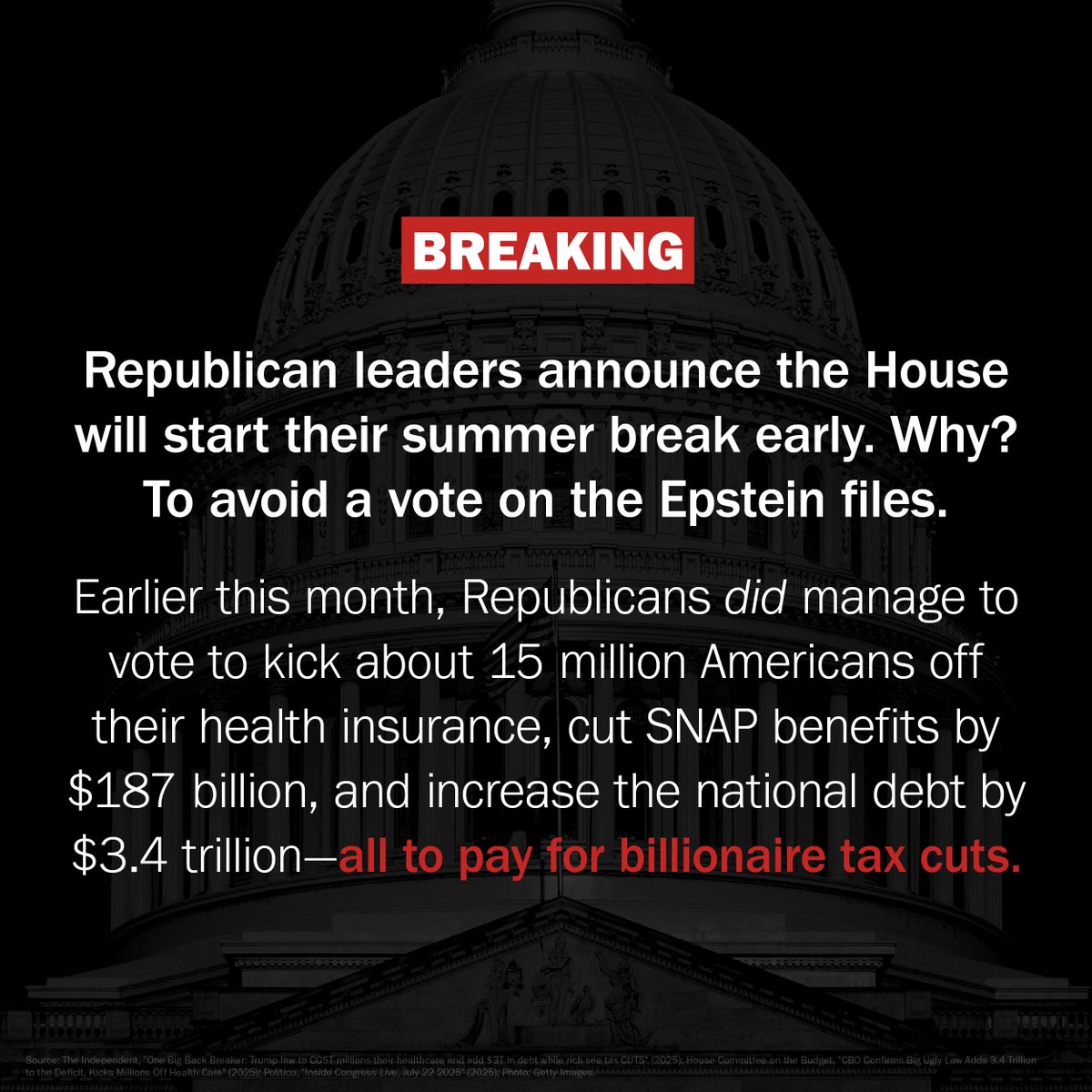 CAPAction's tweet image. Congress has time to gut your health care—but no time to give us transparency on the Epstein files?