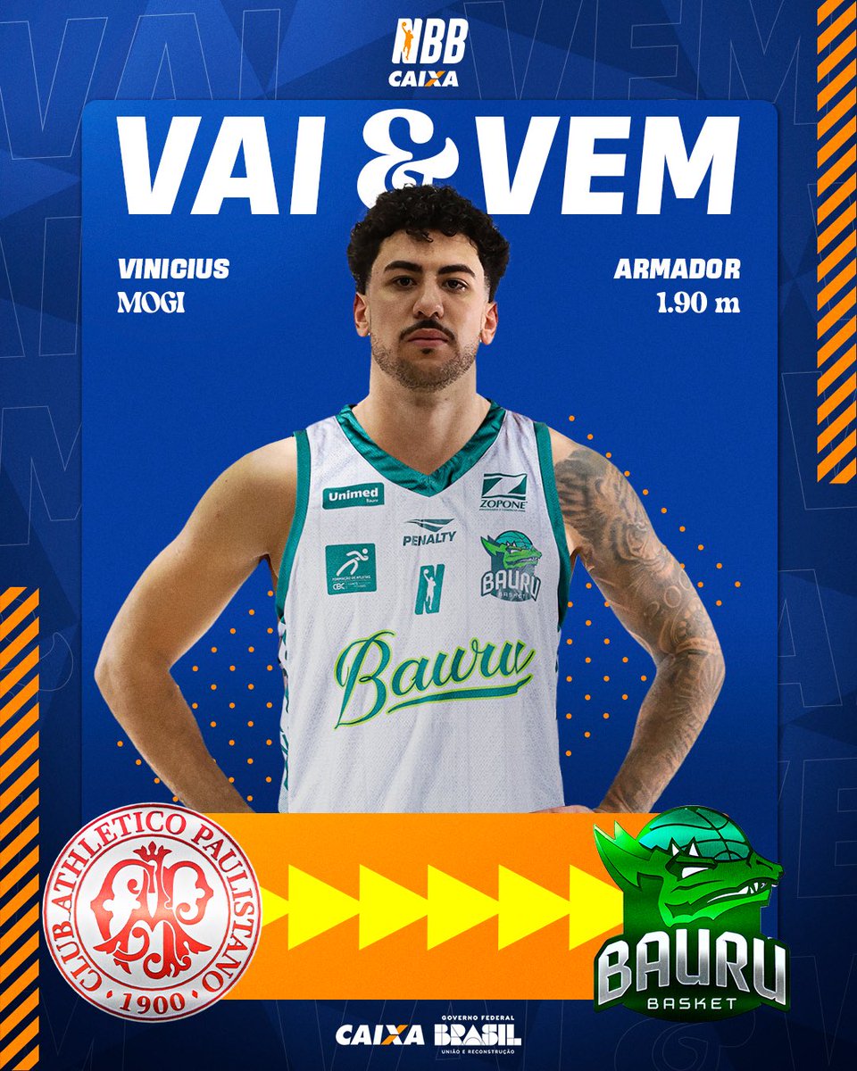 NBB's tweet image. Dupla de jovens chegando! 💪
O ala/pivô Dani Moreira e o armador Vinicius Mogi chegam para fortalecer ainda mais o elenco do semifinalista @BauruBasket🔥
É a temporada 2025/26 a todo vapor! 💪
#OBasqueteAconteceAqui | #VaiEVemNBB