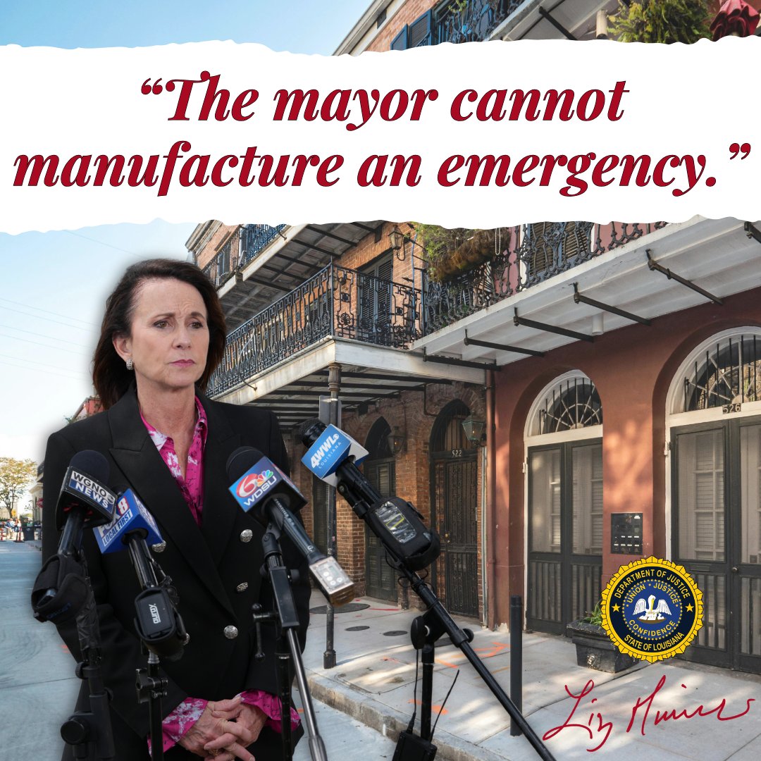 AGLizMurrill's tweet image. 🚨The Mayor of @CityOfNOLA cannot manufacture an ‘emergency.’
I have filed an amicus brief after the cancellation of a sanitation contract, due to the public’s interest in not having public officials abuse their authority under the Louisiana Homeland Security and Emergency…