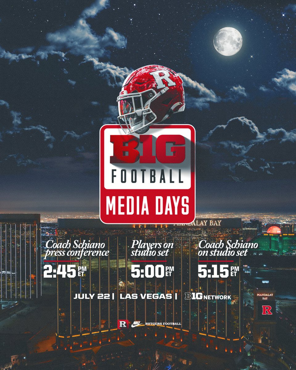 RFootball's tweet image. 🏈 B1G Football Media Day
📺 BTN
⏰ 2:45 PM
#CHOP | #GoRU