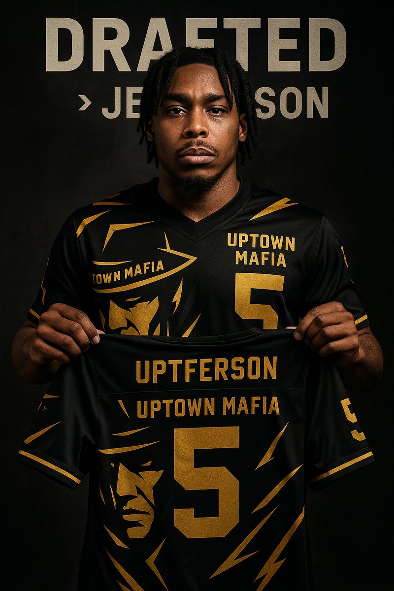 The_UptownMafia's tweet photo. 🚨 BLOCKBUSTER MOVE 🚨
The Uptown Mafia has traded up in the first round to secure our top target:
 JUSTIN JEFFERSON.
When it comes to route running, he's family now.
#Solutely #UptownMafia #DynastyDraft https://t.co/L908nkZTrk