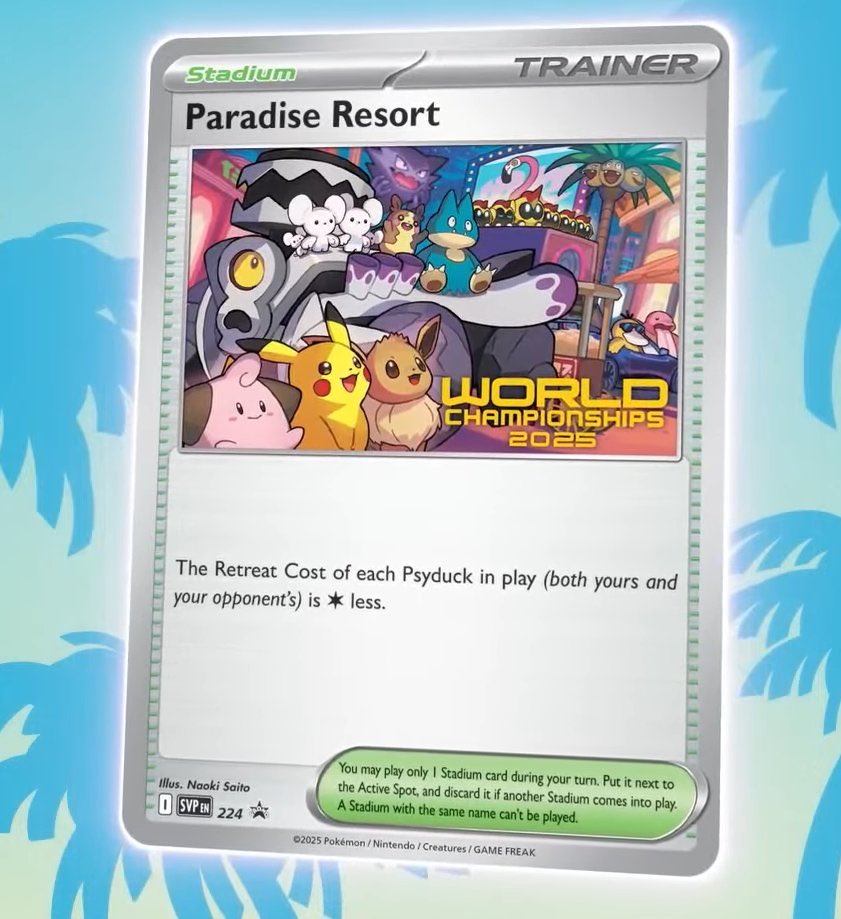 StuartPTCG's tweet image. The Worlds 2025 promo just got revealed - and I absolutely love it.
Fingers crossed we’ll be able to grab one from the prize wall in August - I’ll definitely be grinding sides for it if so