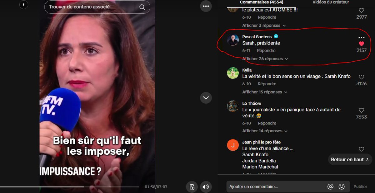 Stupeur! 
Pascal Soetens alias Pascal le grand frère 
(pour ceux qui ont la réf) déclare aux vues de son 1,1 million d'abonnés sur Tik-Tok :  
" Sarah, présidente! " 👑
