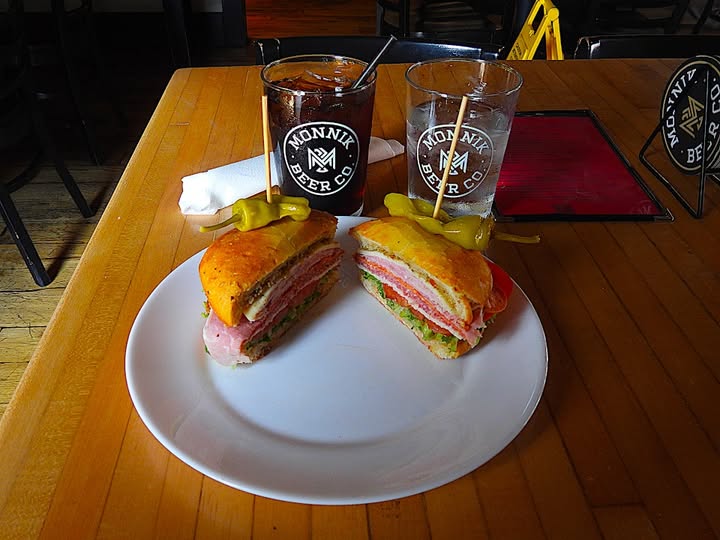 HillbillyHighl1's tweet image. Twa years ago the day, Ah wis kilted and booted up fir a walk and popped in tae Monniks fir ain of ma favourite sandwiches, a Muffaletta.