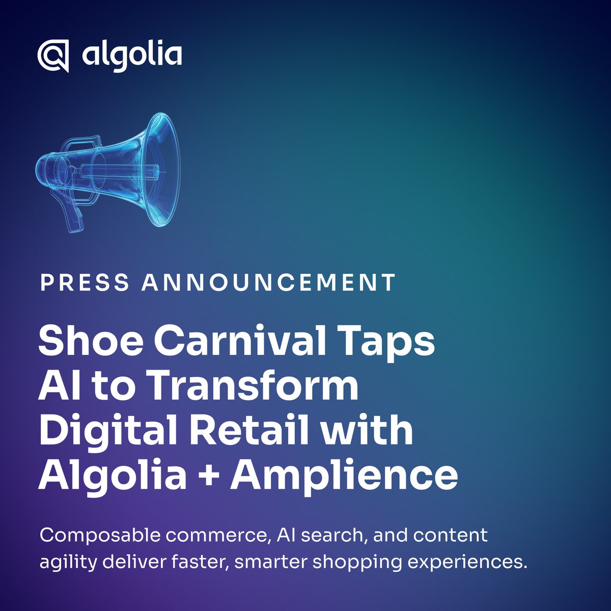 algolia's tweet image. How do you deliver fast, personalized shopping at scale? @ShoeCarnival did it with a composable strategy powered by @Algolia + @Amplience.

⚡ 4.5% lift in conversions
📈 2x team productivity
🔍 1M+ assets, AI-searchable

Future-ready retail starts here → bit.ly/4lHON4Y…