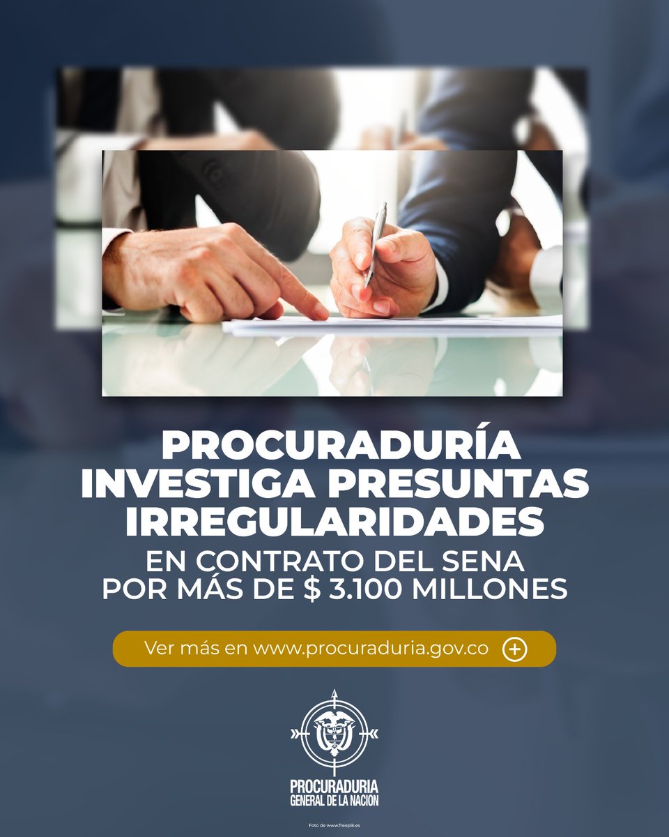 La <a href="/PGN_COL/">Procuraduría General de la Nación</a> formuló cargos contra Wilson Javier Rojas, exdirector administrativo y financiero del Sena, por posibles irregularidades en contratación de servicios de reingeniería y modelamientos de procesos en su primera fase, por más de $ 3.100 millones t.ly/Fc-06