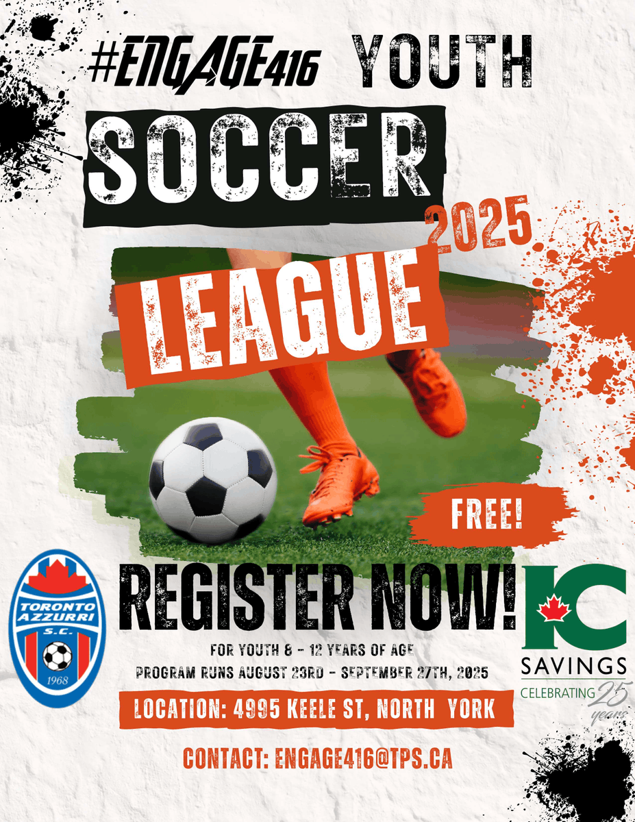 YAAACE_si's tweet image. ⚽ Big news! Our amazing partners at @engage416  — who’ve been supporting our community through the Robotics Program at YAAACE for the past 2 years — are now offering a FREE Indoor Soccer Program for youth ages 8–12! 

📅 August 23 – September 27
📍 4995 Keele St, North York
📩…